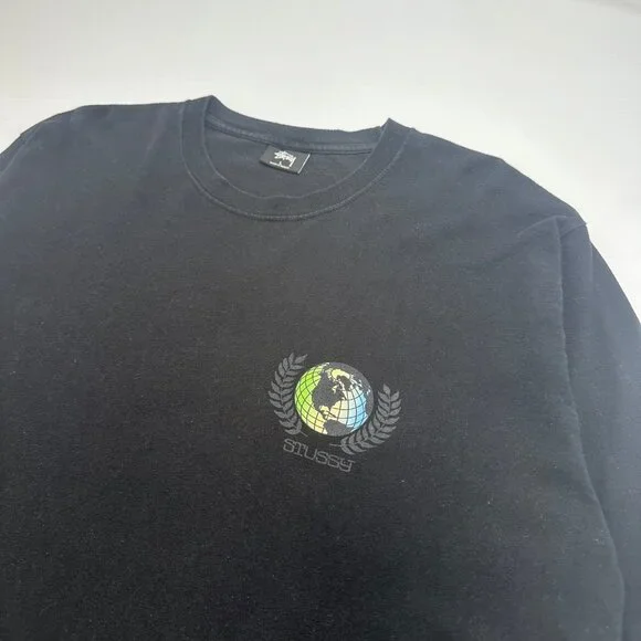 Stussy Globe Graphic Longsleeve Shirt L - Picture 3 of 5